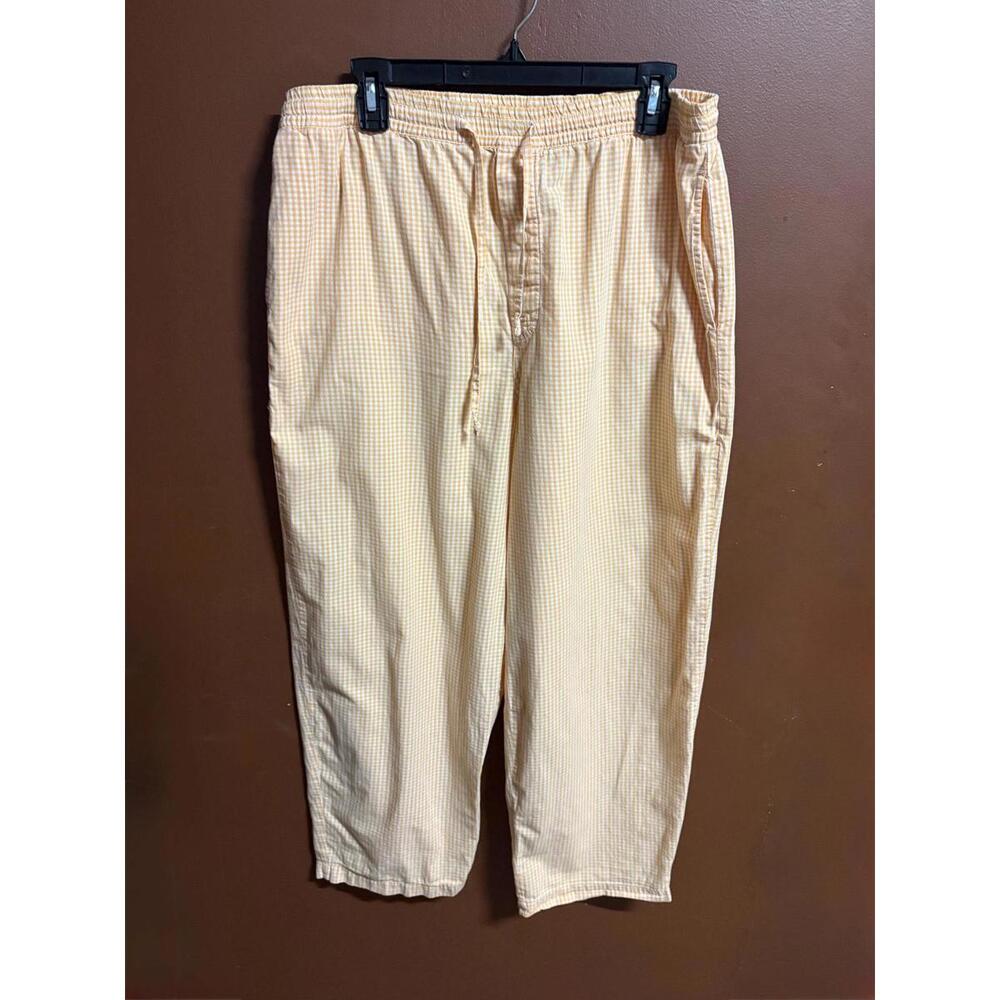 Nautica Men’s Lounge Pants • Yellow Check Cotton Pajama Bottoms, Medium